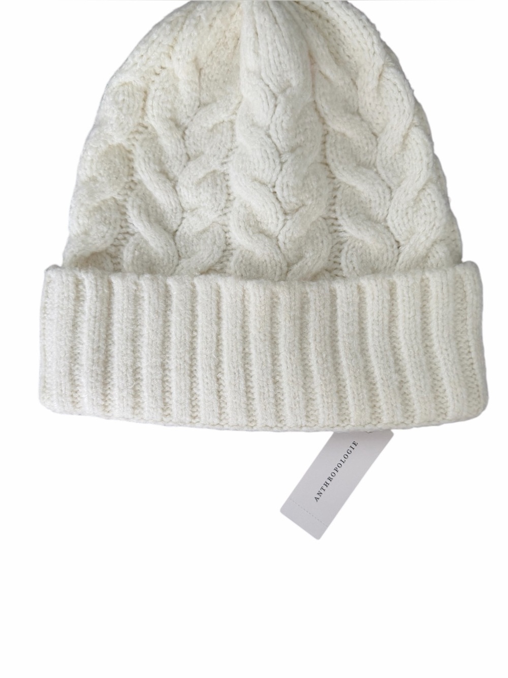 Anthropologie Maeve Cream Cable Knit Beanie
